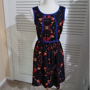 Kensie XS Sleeveless Fit & Flare Fully Lined Black Abstract Print Dress
